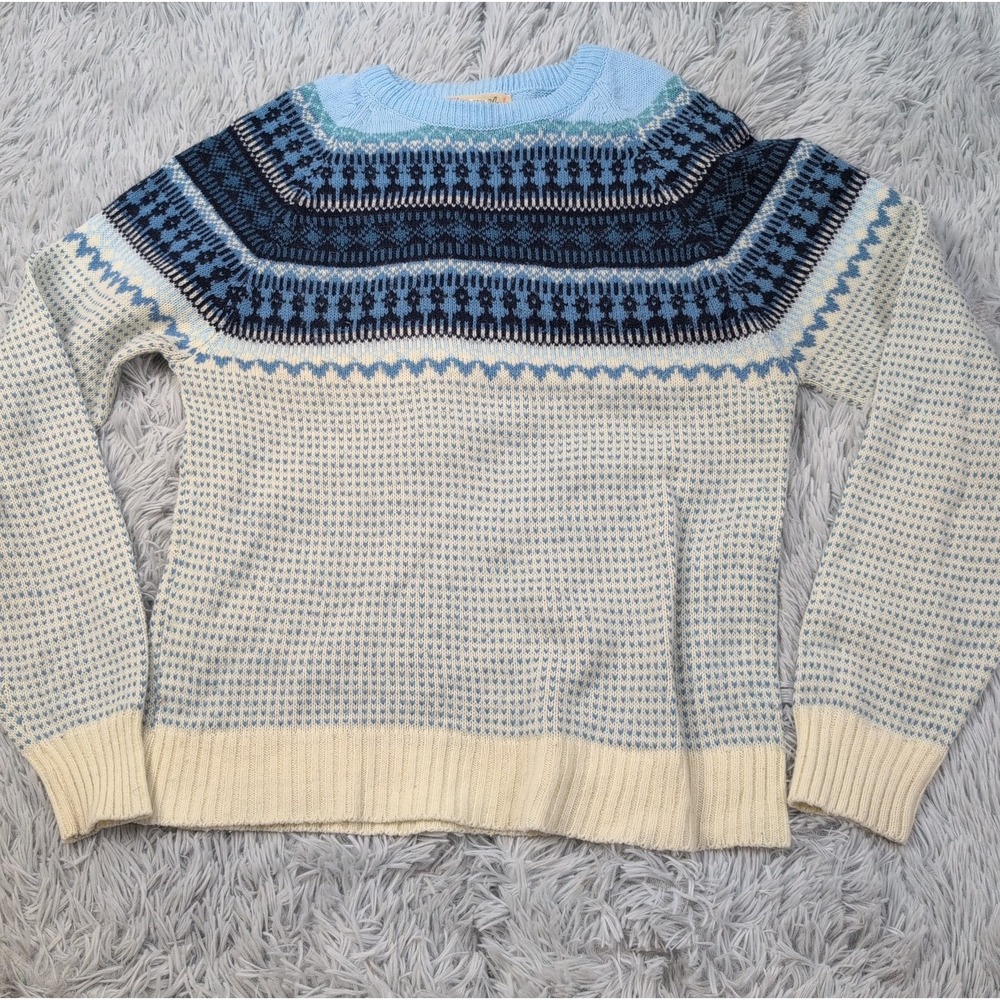 Vintage Sigallo Sweater Womens M Blue 80's Nordic Comfort Casual Preppy